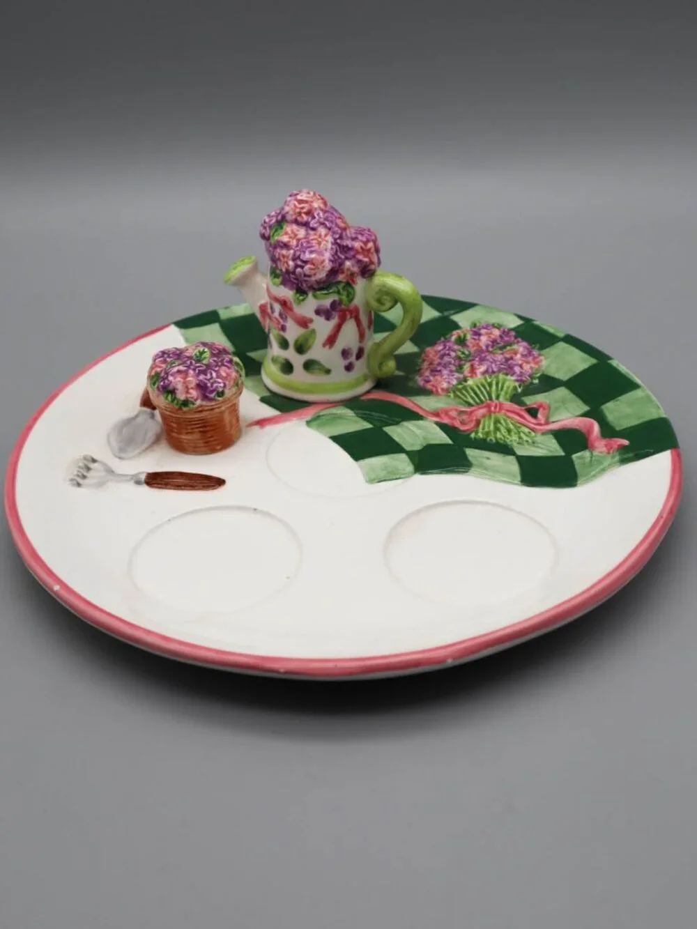 Vintage PartyLite Lilac Meadow Ceramic Tealight Candle Holder Plate Cottagecore - Picture 1 of 7